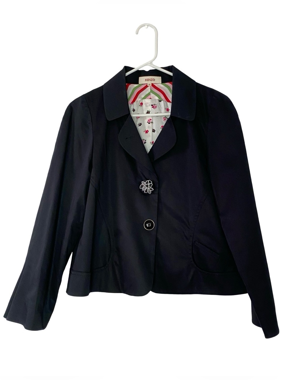 Kenzo Womens Blazer Bell Sleeves Size 40 Medium 8 Black Flare Jacket Single